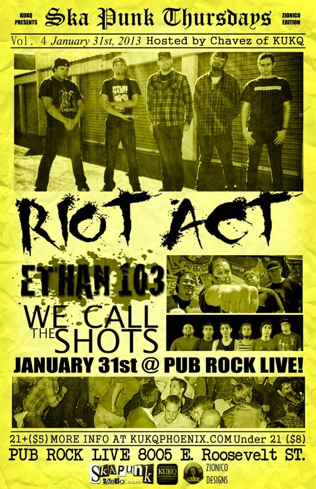 KUKQ Ska/Punk Thurs Featuring Ethan 103, Riot Act, and We Call the Shots